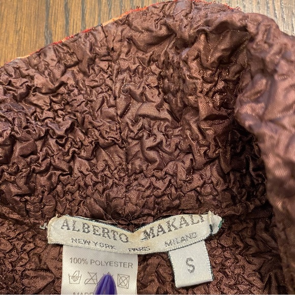 VTG 90s Alberto Makali Red Shimmer Sequined Textured Jacket Size Small - Picture 2 of 5